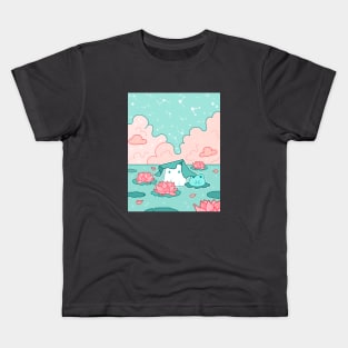 A ghost and a frog in a pond Kids T-Shirt